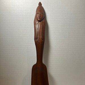 African‎ Folk Art Carved Wooden Spoon / Ladle 11.25"
